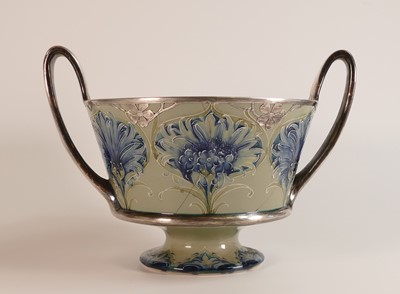 Lot 168 - A William Moorcroft florian 'Cornflower' Shreve & Co silver-mounted bowl