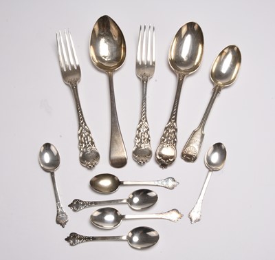 Lot 136 - A small collection of silver flatware