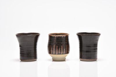 Lot 197 - John Leach Muchelney yunomi together with two St. Ives beakers