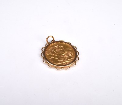 Lot 183 - A Victorian Old Head sovereign within pendant mount
