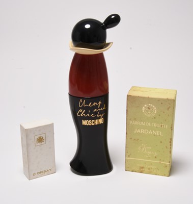 Lot 274 - D'Orsay Paris and Jean Desprez perfumes in original boxes, with large Moschino factice bottle