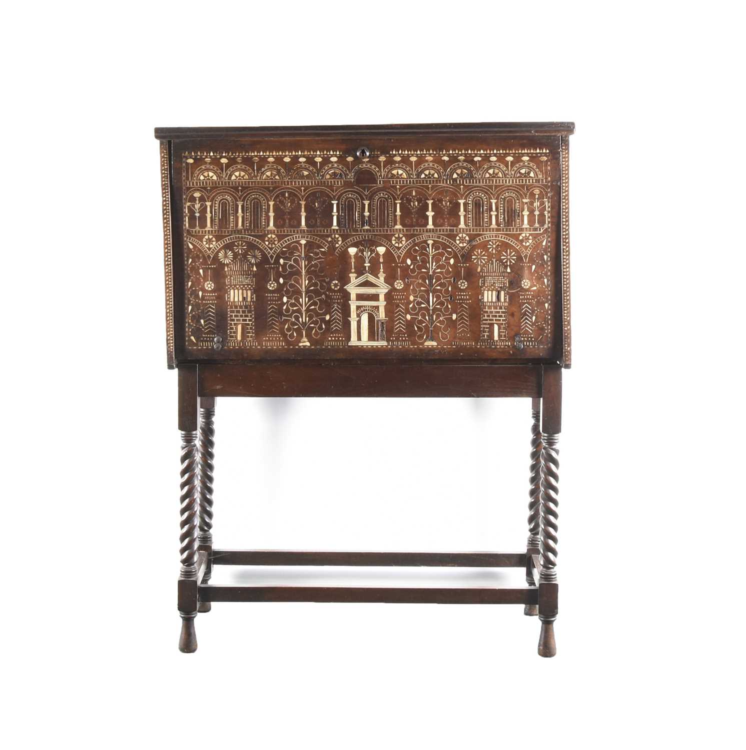 Lot 102 - An Italian walnut and bone-inlaid cabinet 'alla certosina', 17th century and later
