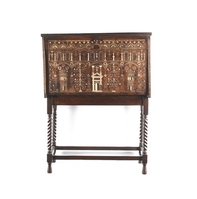 Lot 102 - An Italian walnut and bone-inlaid cabinet 'alla certosina', 17th century and later
