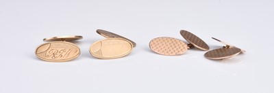 Lot 317 - Two pairs of 9ct gold cufflinks