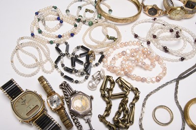 Lot 365 - A collection of costume jewellery and watches