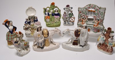 Lot 113 - A mixed group of assorted Staffordshire figures, 19th century