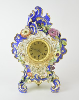 Lot 148 - A Coalport 'Coalbrookdale' mantel timepiece, circa 1830-35
