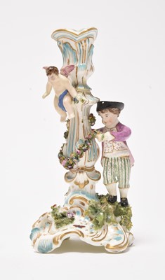 Lot 149 - A rare Coalport figural candlestick, circa 1825-35