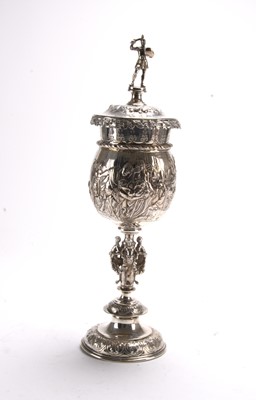Lot 43 - A Hanau silver chalice and cover