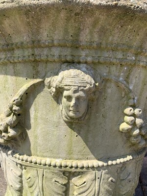 Lot 113 - A pair of composition garden urns, circa 1900