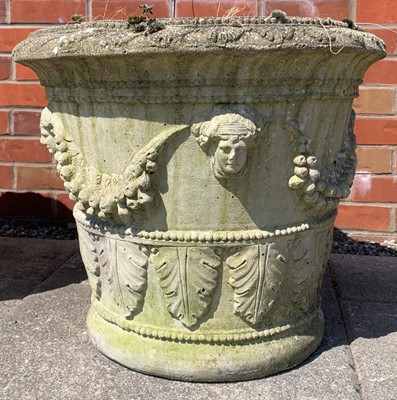 Lot 113 - A pair of composition garden urns, circa 1900