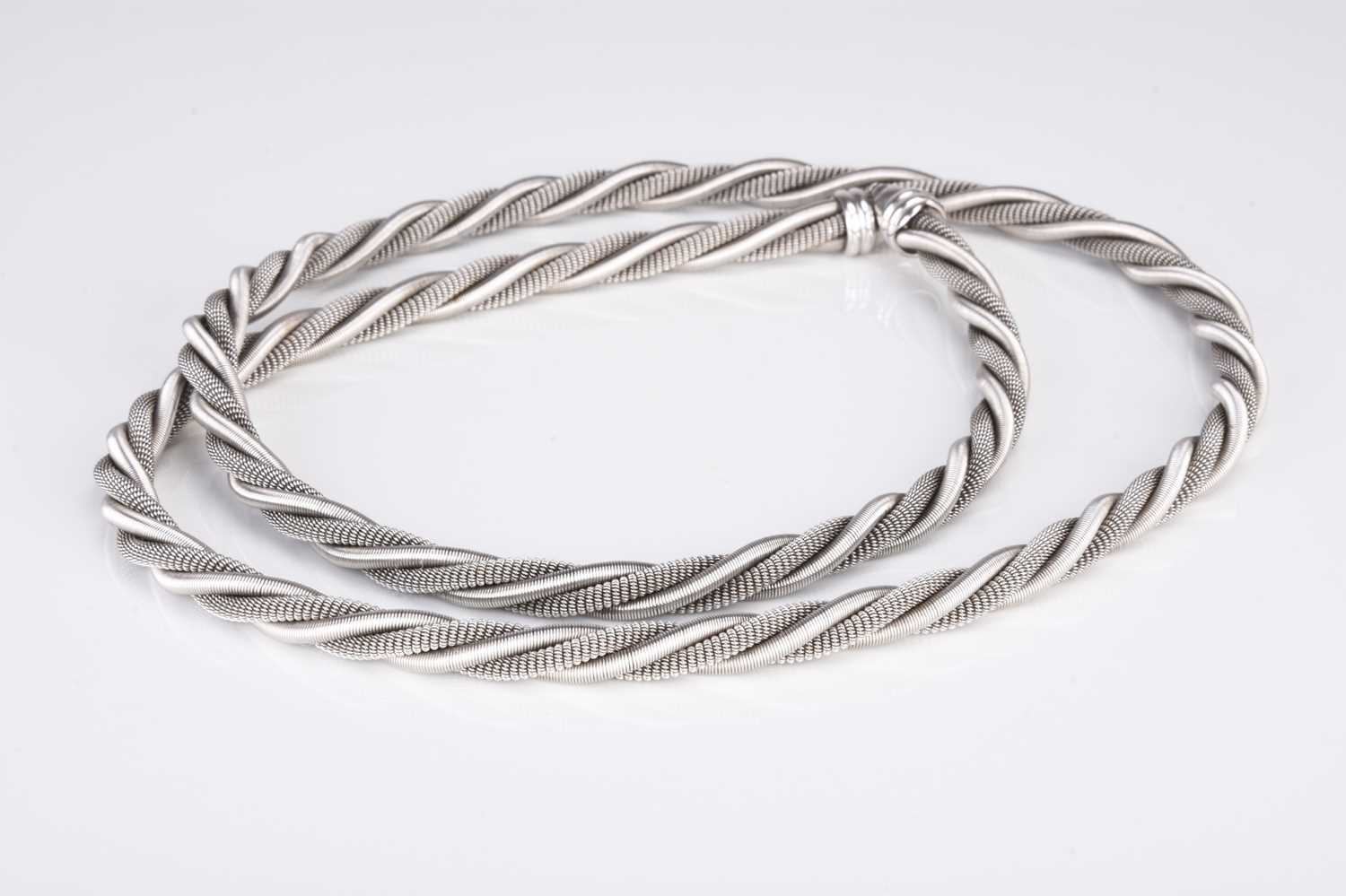 162 - A late 20th century 18ct white gold Wellendorff twisted silk rope Comtesse style necklace