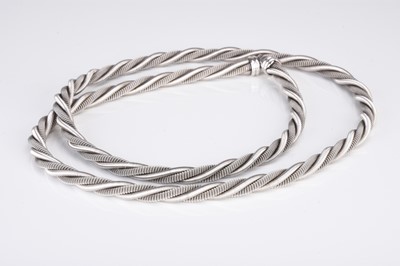Lot A late 20th century 18ct white gold Wellendorff twisted silk rope Comtesse style necklace