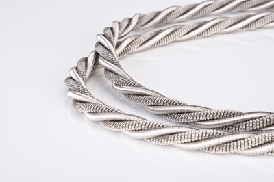 Lot 162 - A late 20th century 18ct white gold Wellendorff twisted silk rope Comtesse style necklace