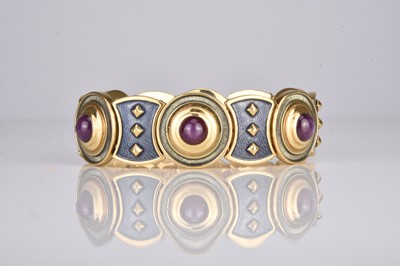 Lot An 18ct gold star ruby and enamel bracelet by Leo De Vroomen