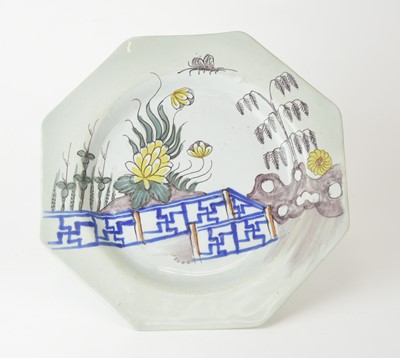 Lot 83 - An octagonal Bristol delft plate, circa 1760-70