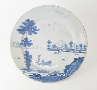 Lot A Bristol delft blue and white charger attributed to Richard Frank Redcliff Back, circa 1750-60
