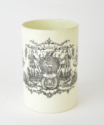 Lot 85 - A Wedgwood 'Society of Bucks' creamware tankard, circa 1780