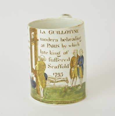 Lot A rare English pearlware mug relating to the beheading of Louis XVI, circa 1793