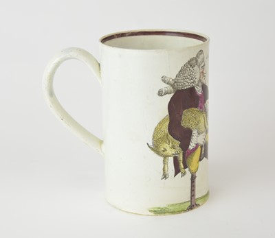 Lot A rare English pearlware 'Signor Gruntinelli' cariacture mug, circa 1780
