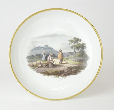 Lot 106 - A Herculaneum porcelain saucer dish, circa 1810-15, painted in the style of Samuel Williams