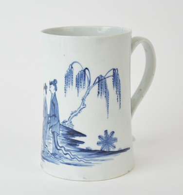 Lot Richard Chaffers (Liverpool) blue and white mug, circa 1756-58
