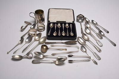 Lot 128 - A collection of silver, white metal and plate