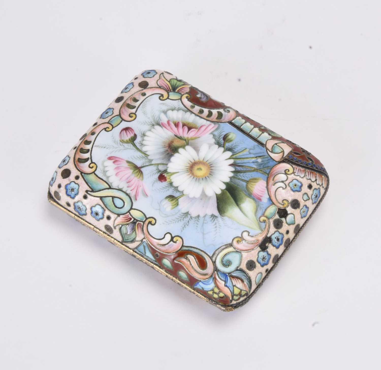 Lot 7 - A Russian silver and cloisonne enamel purse