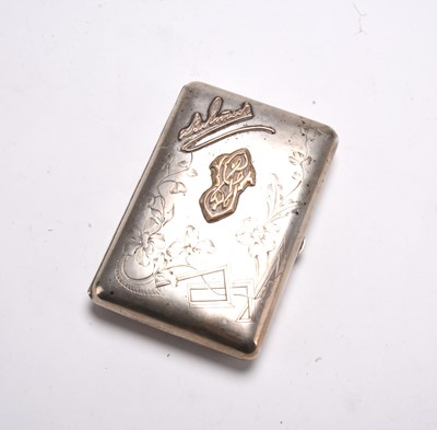 Lot 82 - A Russian silver cigarette case with applied yellow metal embellishments