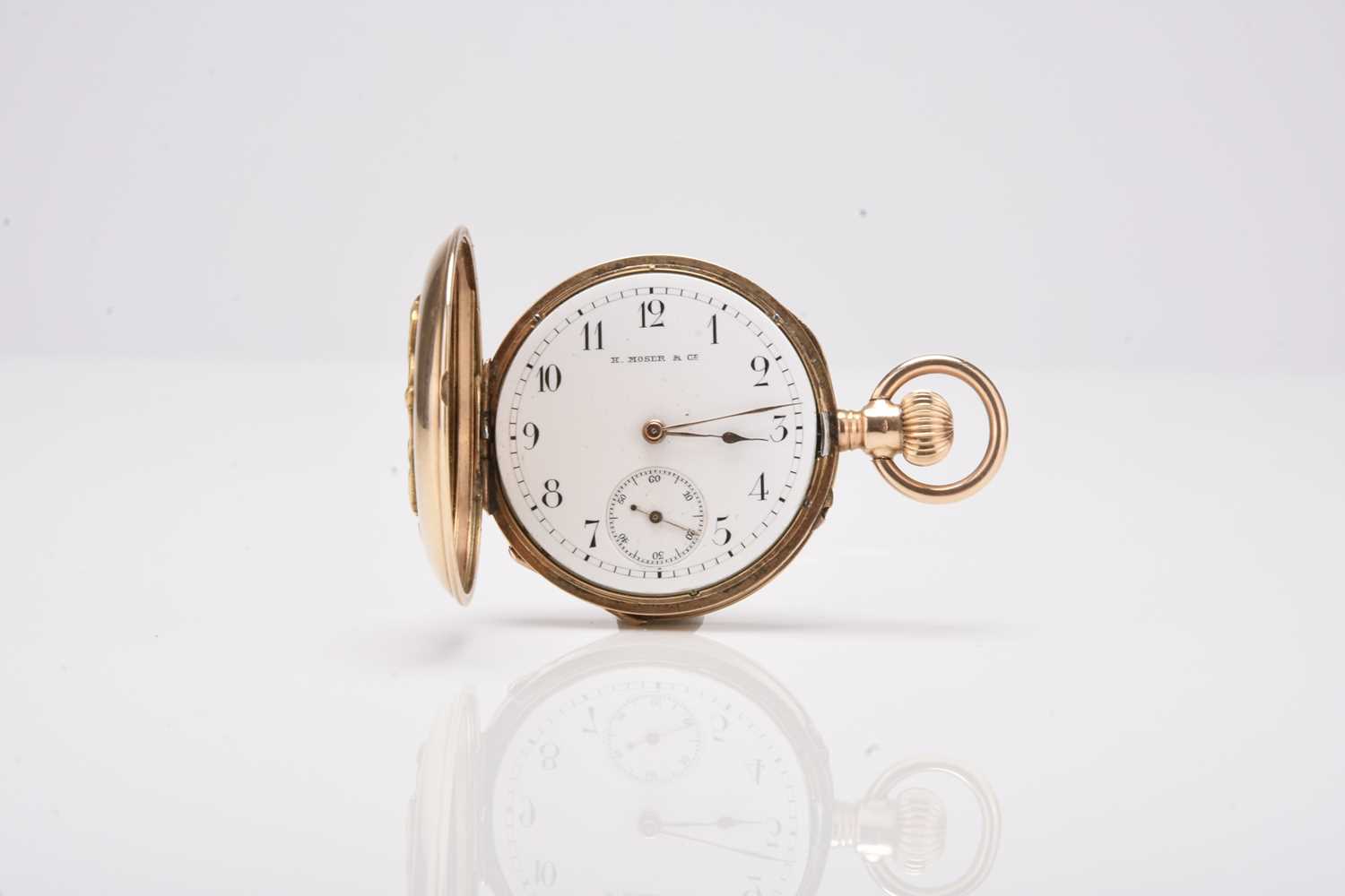Lot 388 - Moser & Co: A lady's 14ct gold hunter pocket watch
