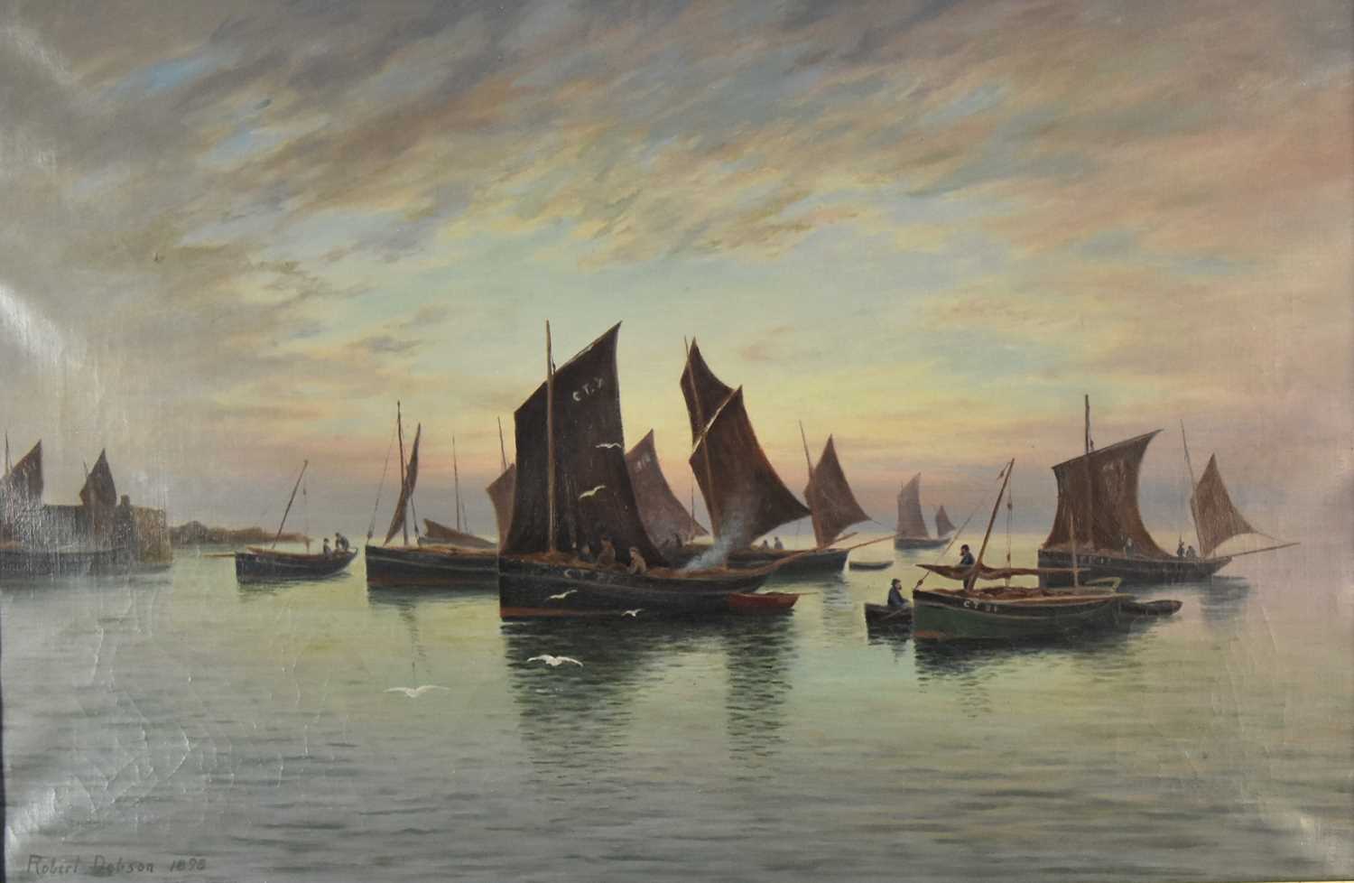 Lot 291 - Robert Dobson (1866-1901) Evening, Port Erin, Isle of Man
