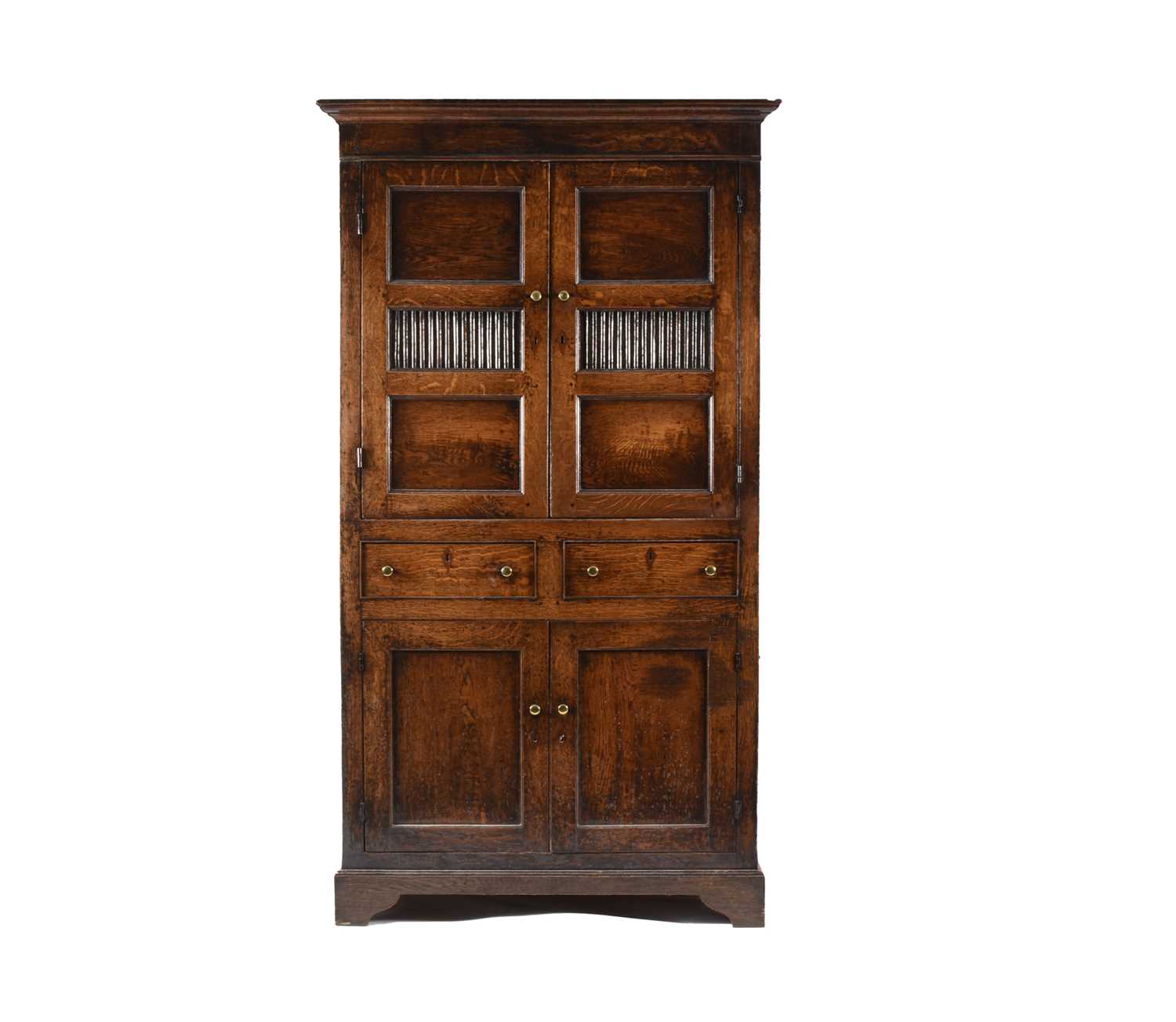 Lot 107 - A late 18th century oak and ash food or cheese cupboard, North Wales