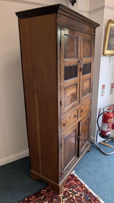 Lot 107 - A late 18th century oak and ash food or cheese cupboard, North Wales