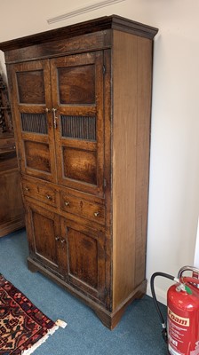 Lot 107 - A late 18th century oak and ash food or cheese cupboard, North Wales