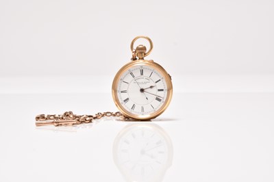 Lot 443 - An 18ct gold open face chronometer pocket watch with 9ct golt chain