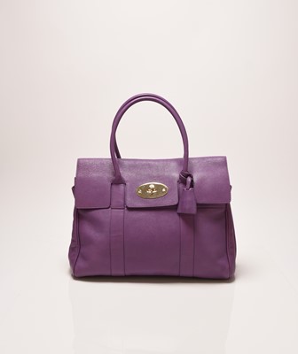Lot 374 - A Mulberry Heather Leather Bayswater Bag with gold hardware