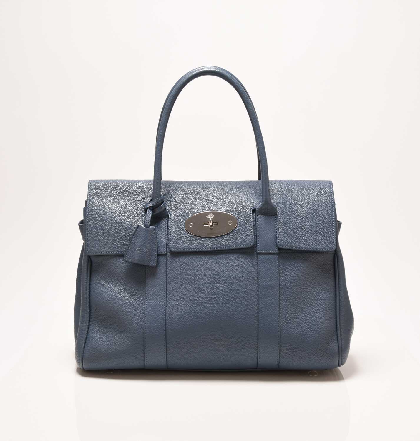 Lot 269 - A Mulberry Grey Blue Leather Bayswater Bag with silver hardware