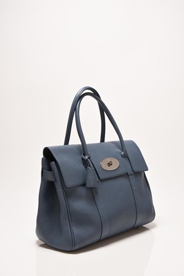 Lot 269 - A Mulberry Grey Blue Leather Bayswater Bag with silver hardware