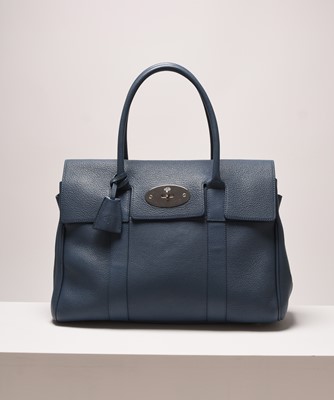 Lot 269 - A Mulberry Grey Blue Leather Bayswater Bag with silver hardware