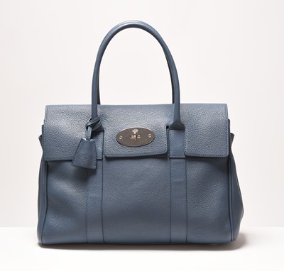 Lot 269 - A Mulberry Grey Blue Leather Bayswater Bag with silver hardware