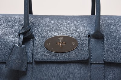 Lot 269 - A Mulberry Grey Blue Leather Bayswater Bag with silver hardware