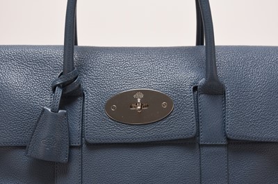 Lot 269 - A Mulberry Grey Blue Leather Bayswater Bag with silver hardware