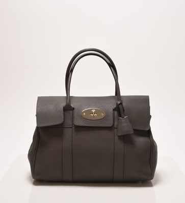Lot A Mulberry Dark Grey Leather Bayswater Bag with soft gold hardware
