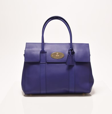 Lot 6 - A Mulberry Cobalt or Cosmic Blue Polished Leather Bayswater Bag with soft gold hardware