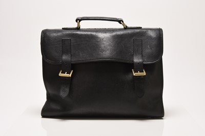 Lot 110 - A Mulberry Walter briefcase in black leather with brass hardware