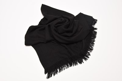 Lot 55 - A Hermes cashmere and silk fringed stole in black