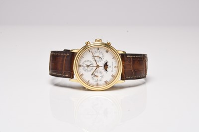 Lot 406 - Blancpain: A gentleman's 18ct gold Villeret perpetual calendar chronograph wristwatch