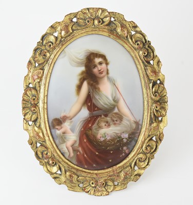 Lot 221 - A Vienna style oval plaque, late 19th century