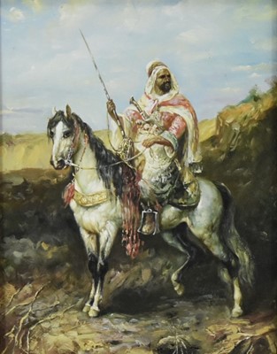 Lot 316 - Follower of Adolf Schreyer (1828-1899) A Pair of Arab Horsemen Paintings