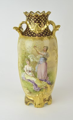 Lot A tall Vienna style porcelain vase by Wagner, Berlin
